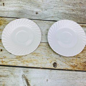 Gourmet Expressions REGENT WHITE Stoneware swirl Rim Oven Safe Saucers Set of 5